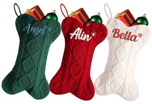 Weihnachtsstrümpfe, personalisierbar, bestickter Namen, 41,9 cm, großer Hund, Weihnachtsstrumpf für rustikale Bauernhaus/Landhauskamin