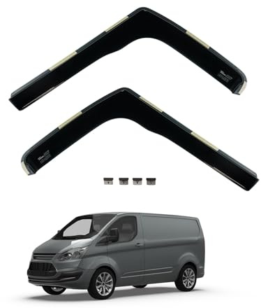 Team HEKO Wind Deflectors for Ford Transit Custom 2012-2023 Front Set of Window Deflectors, Accessories Smoked UV & Scratch Resistant Acrylic In-Channel Fitting Air Ventilation & Rain Protection