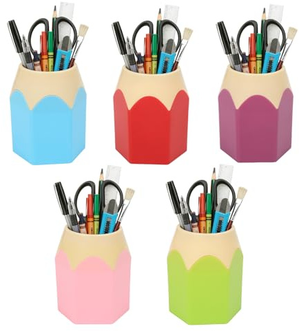 Lifreer 5 Pen Pot & Pencil Pot for Desk, Desk Tidy Organiser | Pen & Pencil Holder, Desktop Stationery Storage for School Office Supplies, Classroom Essentials, Office Supplies
