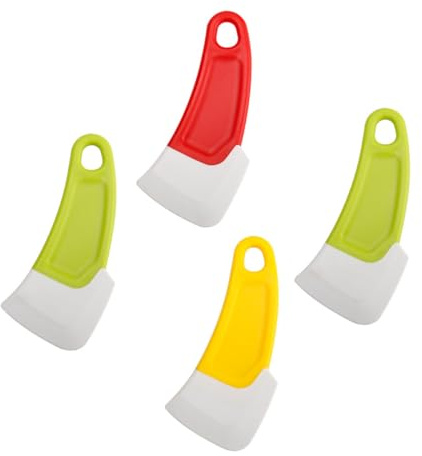 FIXOSHEE 4Pcs Kitchen Scrapers Non Stick Oil Resistant Soft Scraper Set for Pot Plate and Bowl Cleaning Mixed Colors Multifunctional Kitchen Gadget