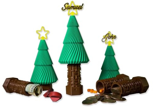 Christmas Tree Money Puzzle Box for Cash & Gift,Personalized M-oney G-ift Box,Creative Christmas Surprise Puzzle Gift Box with Maze Locked Hidden Compartment, Fun Xmas Money Holder for all (3PC)
