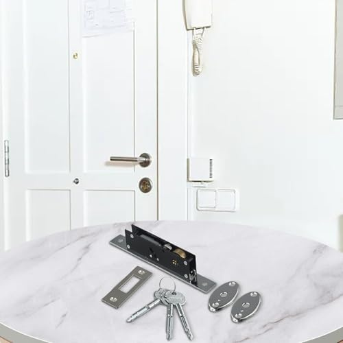 FACAIIO Serratura di sicurezza per porta scorrevole in lega di alluminio con chiavi incrociate, hardware antifurto per porte in legno o alluminio, finitura cromata, 162 mm