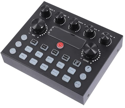 SHINEOFI Table de Mixage Musicale Externe Double Entrée Micro, Carte Son RGB et Modificateur Voix pour Diffusion en Direct à Deux Personnes sur Téléphone et Ordinateur
