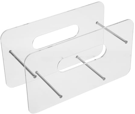 CLISPEED Portapiatti in Acrilico Trasparente Piccolo per Piatti di Carta Rotondi e Quadrati da 7-12 Pollici, Organizer Salvaspazio da Scrivania per Cucina e Camper, Supporto Stabile