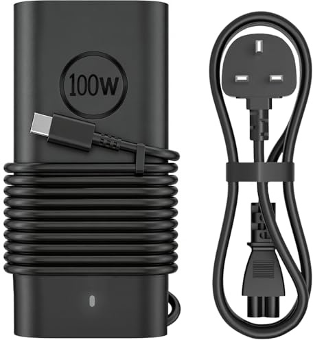 100W USB Type C Laptop Charger for Dell Fast Power Delivery 20V/5A Type-C Adapter Compatible with XPS 13 14 15 16 17 9720 9520 Latitude 9440 7640 5440, Precision 5770 5680 3580, Inspiron 14 16 7430