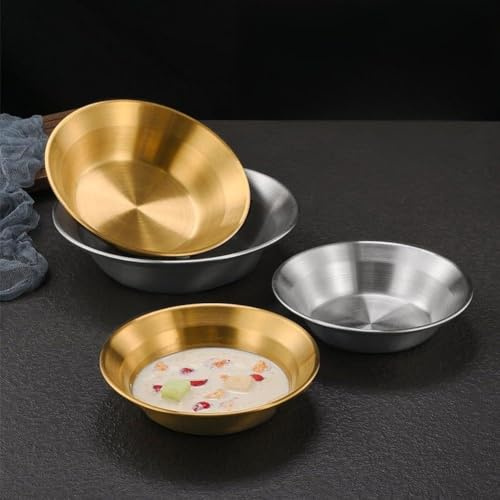 Plato hondo de acero inoxidable para cocinas institucionales que requieren un rendimiento constante y una limpieza (23 cm, color dorado)