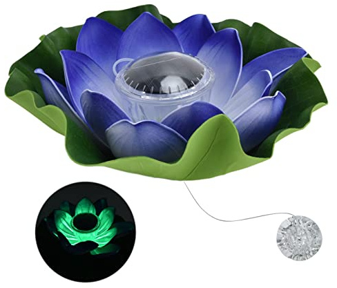 YIZISECCE Solar-Lotus-Licht, wasserdicht, LED-betrieben, schwimmendes Lotus-Licht für Gartendekoration im Freien