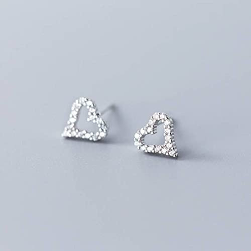 S925 Örhängen, Dammode Hollow Heart Diamantörhängen & Rose, 925