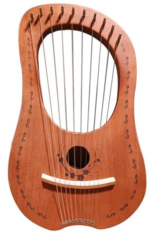 Arpa a 10 corde in metallo, arpa lyra in mogano, strumenti musicali con chiave di accordatura, suono con chiave per strumenti musicali a corda, qualità del suono stabile