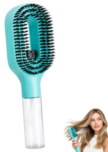 Ceriselle Cepillo para cabello con agua, Cepillo para rizos & Curly Hair Brush, Cepillo secador 2 en 1 con función de pulverización para desenredar y peinar, Cepillo redondo portátil para rizos