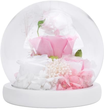 Ghzste Blommor Glasklotlampa med Bevarade Rosor och LED-belysning (Typ 1)