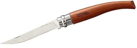 OPINEL , N°07 Braunes Klappmesser, XC90-Kohlenstoffstahl, pflegeleicht, korrosionsbeständig, Griff aus klar lackiertem Buchenholz, 8 cm lange Klinge, mit doppeltem Virobloc-Sicherheitsring
