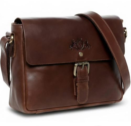 SID & VAIN® Borsa messenger vera pelle vintage YALE piccolo borsello tracolla borsa a spalla Università Scuola Ufficio Lavoro Business uomo donna marrone prodotto artigianale