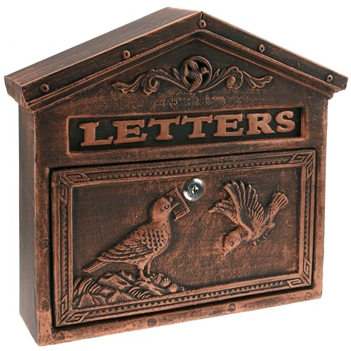 PrimeMatik - Briefkasten Postkasten Retro Antik Vintage Gusseisen Schwarze Oxid für wallmount Vögel