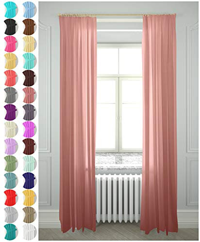 Megachest gathering tape voile curtain(dusty rose, W 56 x L 90 (2 Panels)