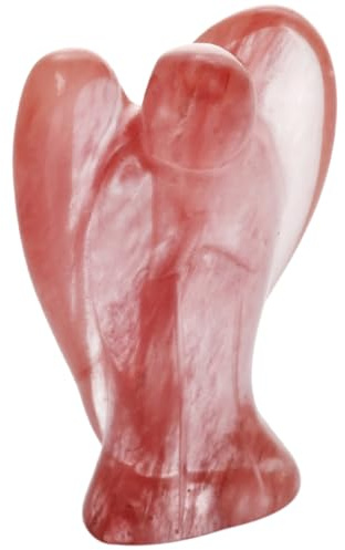 Nupuyai Kirschquarz Schutzengel Figur Handschmeichler Engel Glücksbringer | Handschmeichler Engel Heilstein, Edelstein Schutzengel Figur Deko, Taschenengel, Talisman Glücksengel Geschenk für Frauen