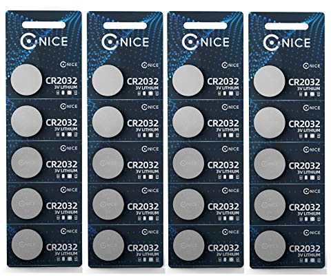 (PACK OF 20) Nice Power™ CR2032 Coin Batteries Stable Long Metal Cell Lithium Li-ion Lifetime No Leakage - Watch LED Light Torch Computer Electronic Toy Remote - Button Battery 3V ((20 PACK) CR2032)