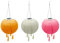 Lot de 3 lampion solaire lanterne chinoise 3 couleurs rose crème et orange LED blanc chaud SHANGRI LA ∅20cm
