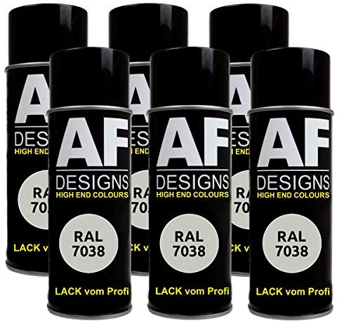 Alex Flittner Designs 6x RAL Lackspray Autolack Buntlack Spraydose RAL7038 ACHATGRAU seidenmatt