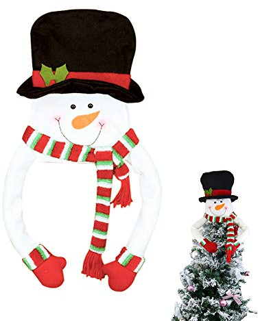 Gukasxi Puntale per Albero di Natale, a Forma di Pupazzo di Neve, con Cappello colorato, Scialle e Braccia posizionabili, per Natale, Vacanze, Feste Invernali, Decorazione per la casa M
