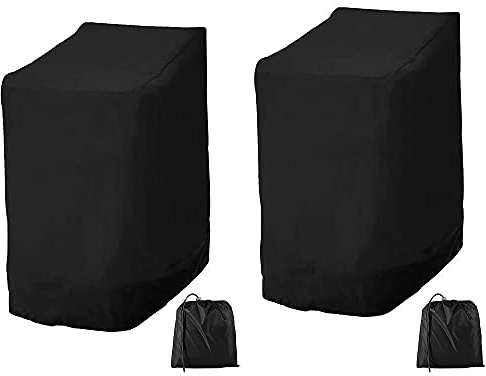 Hands DIY Gartenstühle Schutzhülle, 114 * 85 * 65cm, 210D Oxford, Stapelstühle Abdeckung Wasserdicht, Winddicht, UV-Beständig, Abdeckung für Stapelstühle, Schutzhülle für Gartenstuhl (2 Stück)