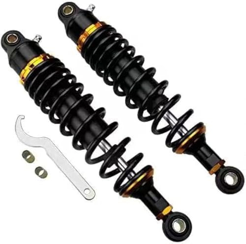 Hegeiisy 340mm 13.38 Pouce 7mm Printemps Universel Moto Air Amortisseur Arrière Suspension ATV Quad Scooter Dirt Bike Pour CBR600 400 500 YZF XC EXC XCF Noire Or