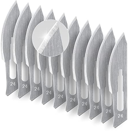 KeyUnity KA14 10 piezas 24 cuchillas de bisturí de repuesto para artes y manualidades, corte de plantas, modelado de arcilla, podología, dermaplaning y más