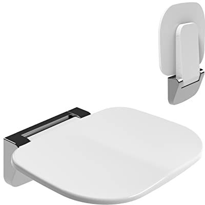 Heuffe Ultradünner Ergonomischer Klapp-Duschsitz Wandmontage - 180kg Schwerlast, Anti-Rutsch Bade-Hocker für Senioren & Behinderte, Weiß