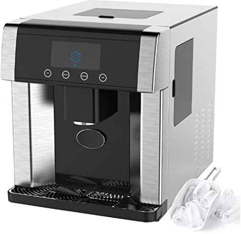 0℃ Outdoor 2-in-1: Ice Maker, Ice Machine, Ice Cube Maker, Ice Water, 3 Cube Sizes, 10-15kg/24h, LCD Display, Tank Capacity: 1.7 Litres, 6-10 Minutes, Soft-touch Control, for Home, Office