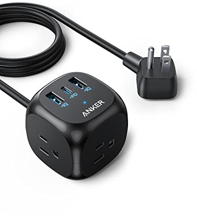 Anker 20W USB C Power Strip, 321 Power Strip with 3 Outlets and USB C Charging for iPhone 15/15 Plus/15 Pro/15 Pro Max (Black, 10FT)