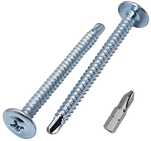 SKIR'CO Lot de 300 vis autoforeuses zinguées 4,2 x 60 mm, vis à tôle en métal, tête bombée modifiée au pH