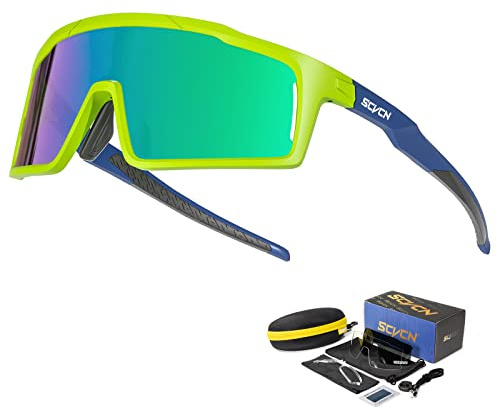 SCVCN Polarisierte Radfahrerbrille Sonnenbrille mit 3 Austauschbaren Gläsern für Männer Frauen Laufen Volleyball Tennis Autofahren Angeln Softball Bergsteigen Golf Wandern HD Hochkontrastlinsen 07