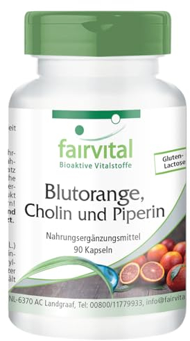 Fairvital | Blood Orange, Choline and Piperine - 90 Capsules - for 3 Months - Quality Tested and high dosed - 100% Vegan - Made in Germany