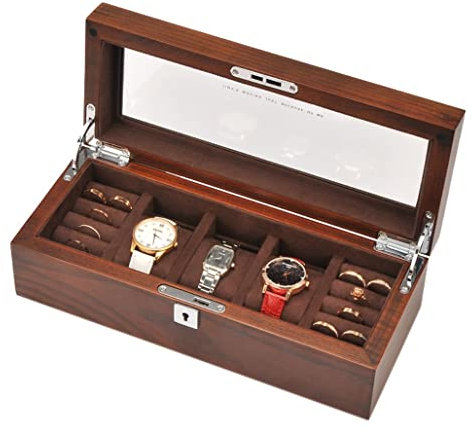 PIPONS Uhrenbox 3 Slots Uhrenbox Männer Home Holz Uhrenbox Uhren Aufbewahrungsbox Frauen Schmuckschatulle Display-Organizer