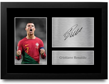 HWC Trading FR A4 Cristiano Ronaldo Portugal Geschenke Gedrucktes Signiertes Autogramm Foto für Fußball Anhänger and Fans - A4 Gerahmt