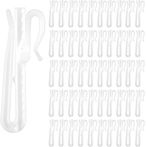 50 Stück Curtain Hooks, Vorhang Haken Gardinen Haken, Vorhanghaken Weiß Vorhang Gleiter Vorhanghaken Gardinen Haken Vorhang für Normale Vorhänge, Die Meisten Der Vorhänge, 7 cm