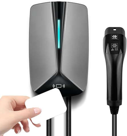 Convitex Typ 2 EV Ladegerät 7 kw Wall-Box, Ladekabel 5m mit 32a, Ladestationen für Elektrofahrzeuge mit RFID-Karten für die Authentifizierung enthalten, für Alle EVs und PHEVs, IP65 wasserdicht