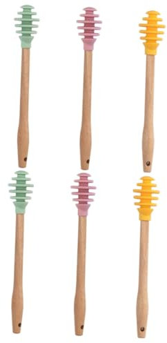 Cabilock 2 Juegos 3 Piezas agitador de Miel Honey Sticks Palo para Bebidas Mini cucharadas Cuchara de Miel agitación de Miel de Silicona Miel revolviendo de Madera Reutilizable