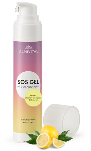 ALMIVITAL SOS Gel mit Defensil® Plus & Hyaluron – Salbe gegen Juckreiz – Pflege bei chronischen Hautproblemen & Rötungen - Beruhigt die Haut nach Rasur, Mückenstiche, Sonnenbad – 200ml