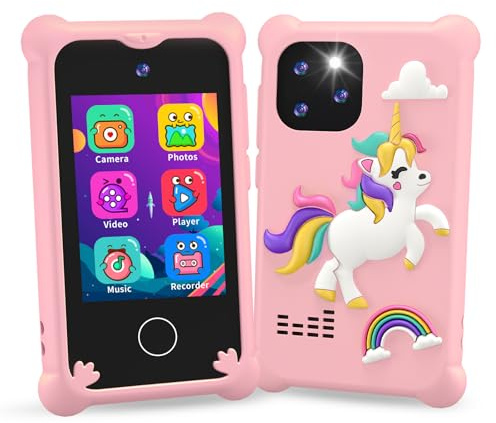 Kinder Handy, 2.8” Display Kids Smart Phone mit Musik und Spiel, Kinderkamera mit Touchscreen, Kinderhandy Geschenk für Kinder 3 4 5 6 7 8 Jahren Mädchen
