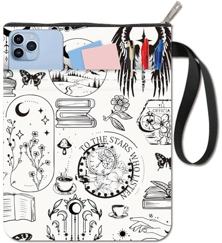 craspire Gotische Buchumschläge Mond Buchhülle Weißer Buchschutz Für Taschenbücher Waschbarer Buchumschlag Aus Stoff Mit Reißverschluss Und Zusätzlicher Ärmeltasche Für Buchliebhaber Geschenke