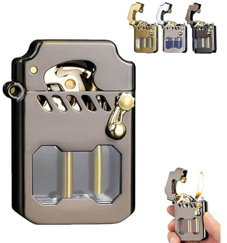 Briquet à Bascule en métal Mecha, Briquet à kérosène Coupe-Vent en métal rétro, Briquet à kérosène Transparent, adapté aux Bougies, à l'extérieur, aux Voyages, au Camping, for Les h