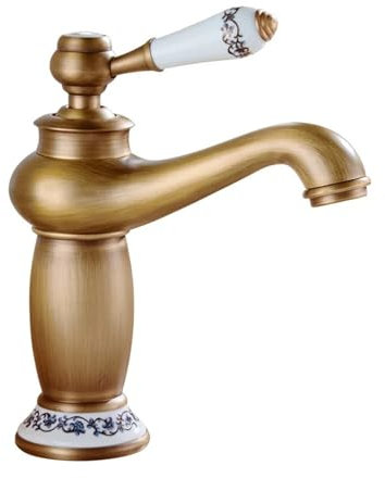 Europäische Retro Luxus Waschbecken Badewanne Wasserhahn Antik Bronze Einhandmischer für Kalt- und Warmwasserspüle