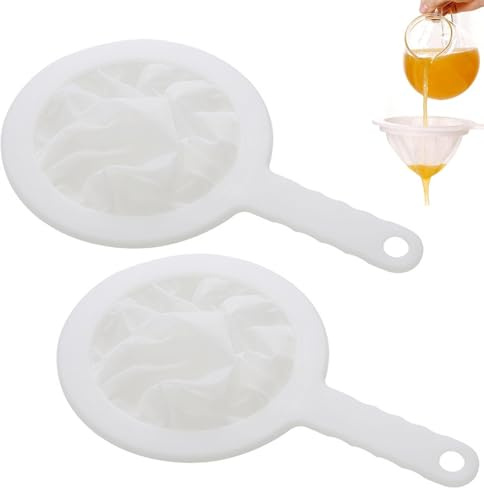 2pcs Food Grade PP Fine Mesh Strainer - 200 Mesh Ultra-Fine Nylon Sieve with Non-Slip Handle for Coffee Jam Fruits Vegetable Straining