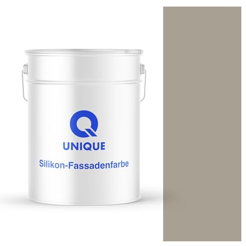 Q UNIQUE Fassadenfarbe Elefantengrau 10L – Silikonharz-Außenfarbe, Wetterfest, Selbstreinigend, Hohe Deckkraft, UV-Beständig, Für WDVS, Beton & Mineralische Untergründe