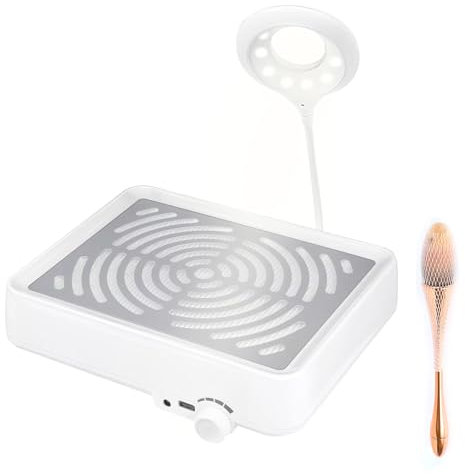 Staubabsaugung für Nägel, Nagelstaubsauger mit Filter & Lampe Effiziente Professionelle Nagelstaubabsaugung Starke Saugleistung, Leise und Kompakt für Nagelstudio oder Zuhause für Perfekte Maniküre