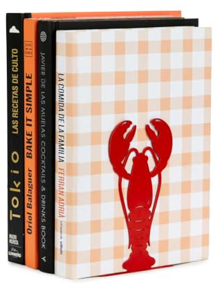 Balvi Buchstütze Lobster Rot Farbe Originelles Design in Form eines Hummers Metall