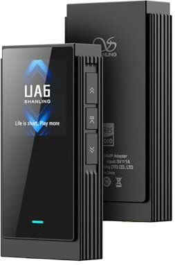SHANLING UA6 Headphone Amplifier, Portable USB DAC Amp, CS43131x4 DAC, 768kHz/32bit DSD512, 1.3IN Display, for Android/iOS/Mac/Windows, 3.5/4.4mm/SPDIF Output, up to 361mW@32Ω Output (Black) (Black)