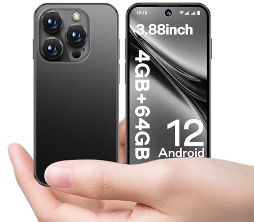 JoyZap 4G Mini Smartphone: entsperrtes Telefon 4 + 64 GB, Full-HD-Display 3,88 Zoll, Akku 1950 mAh, entworfen für Kinder/Studenten, kompakt mit Gesichtserkennung (schwarz)