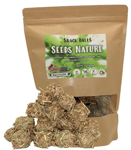 Snack Balls Seeds Nature - von Nagerfarm - Futter für Nager, Meerschweinchen und Zwergkaninchen 100% Natur für Deine Fellnasen - Deutsches Qualitätsprodukt ohne versteckte Zutaten - (Mega Pack)